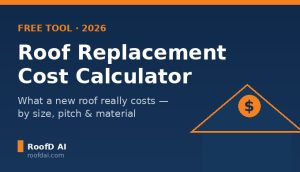 free roof replacement cost calculator showing 2026 new roof prices by roof size material and pitch