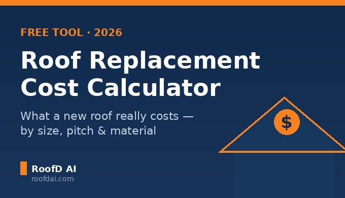 free roof replacement cost calculator showing 2026 new roof prices by roof size material and pitch