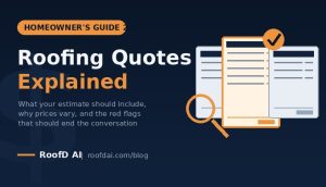 homeowner comparing three roofing quotes side by side checking roof estimate line items and red flags in 2026