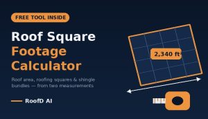free roof square footage calculator showing how to measure a roof and convert roof area to roofing squares in 2026