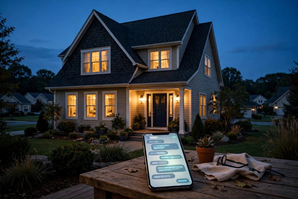 Roofing website losing leads after hours — house at dusk